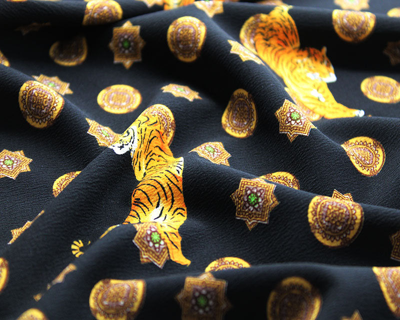 Mandala Tiger Stretch Crepe de Chine