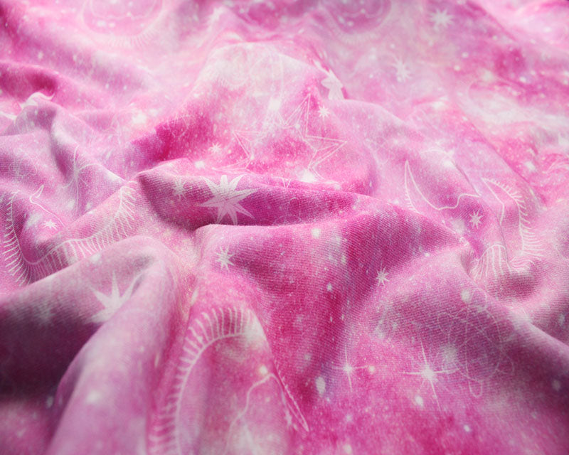 Pink Moon and Stars Cotton Jersey