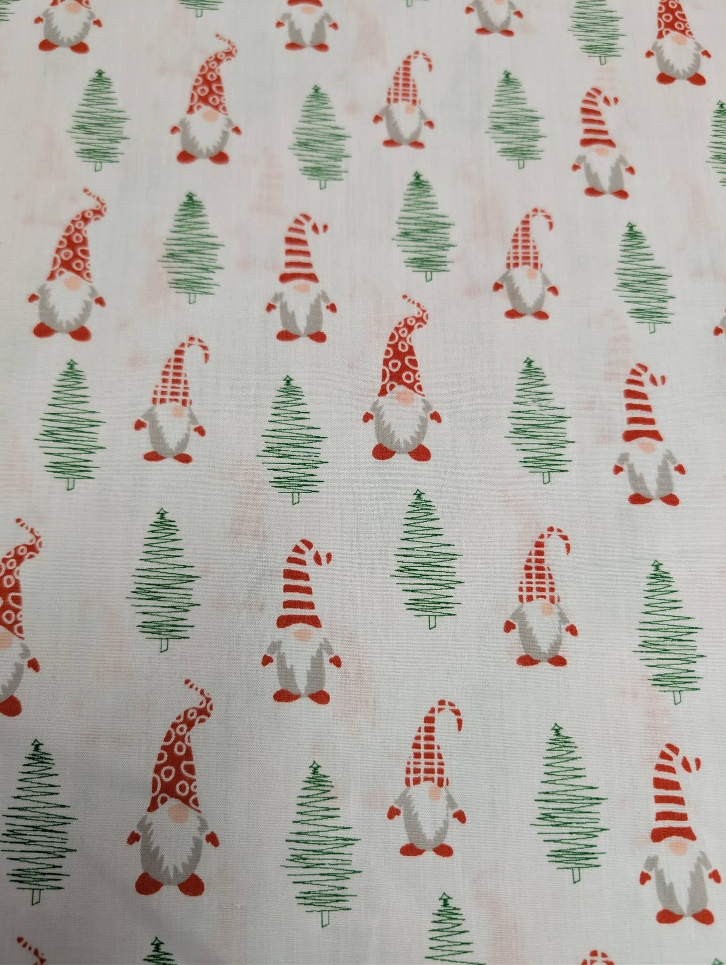 Printed Polycotton Fabric - Christmas trees + Gonks