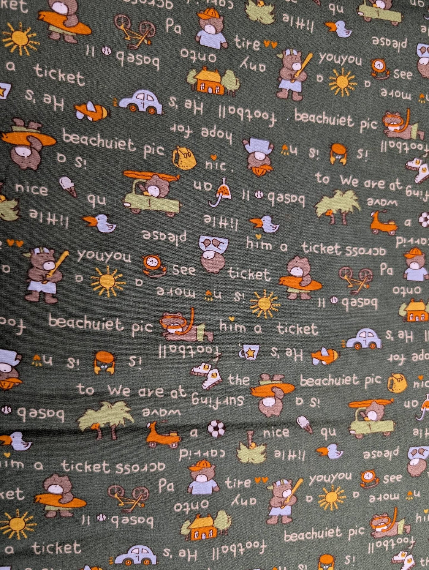 Bears Japan superfine 100% cotton green 1.5m piece