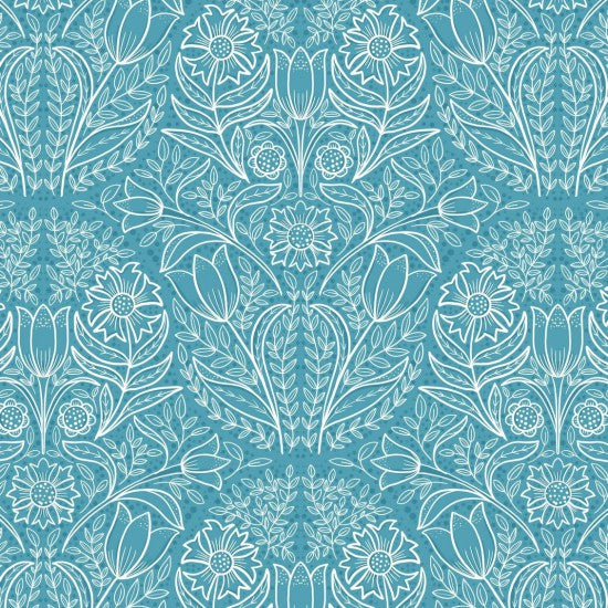 Nutex vintage floral blue 100% cotton