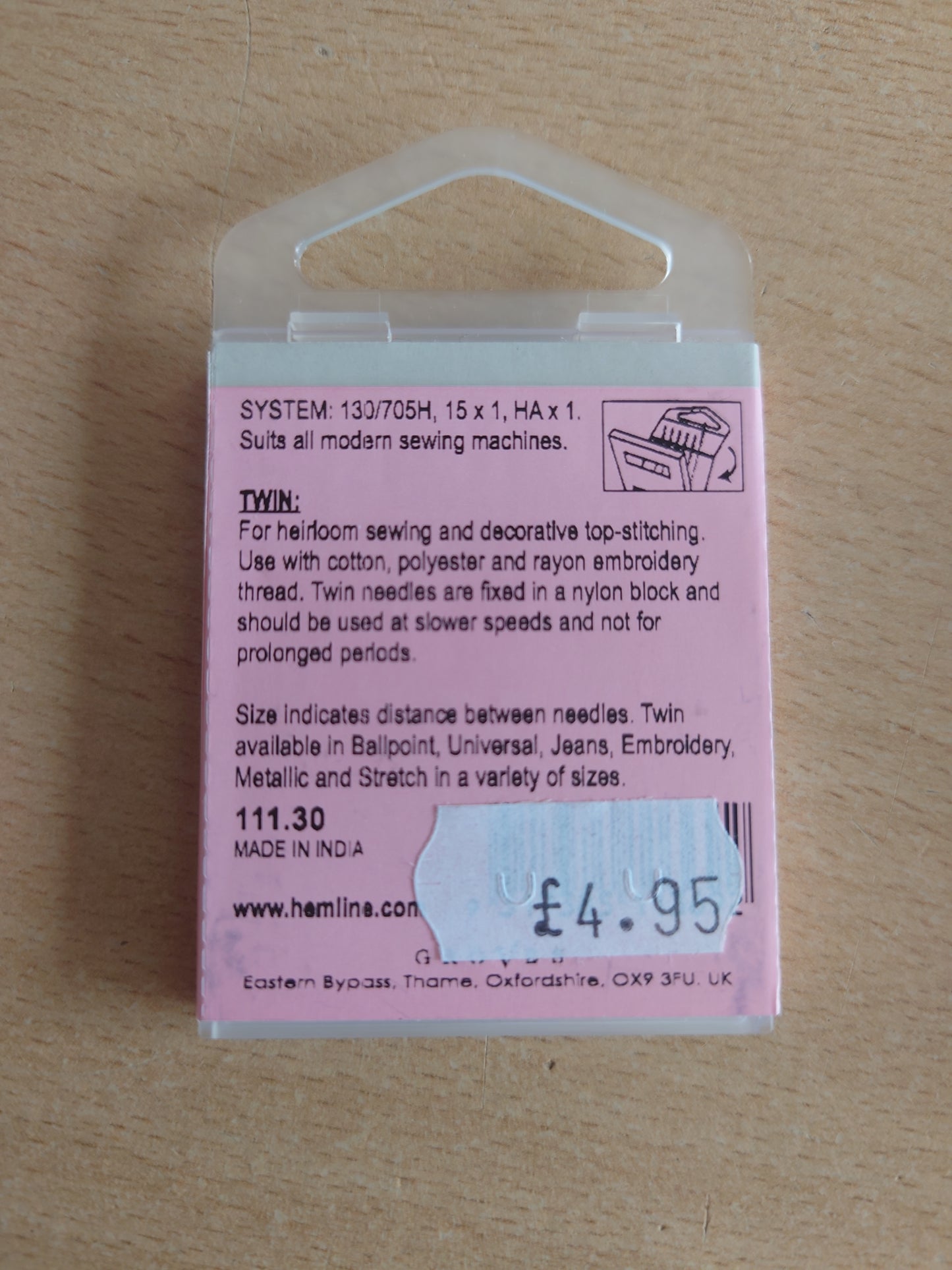 Hemline Twin Needle - Ballpoint 3mm 80/12 medium