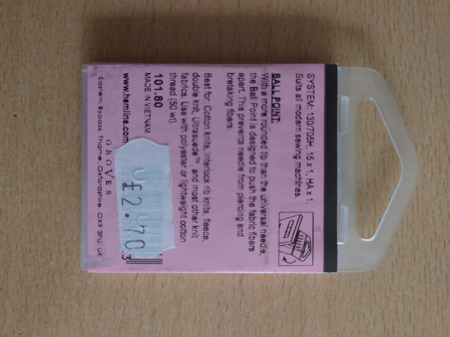 Hemline Ballpoint Machine Needles medium 80/12