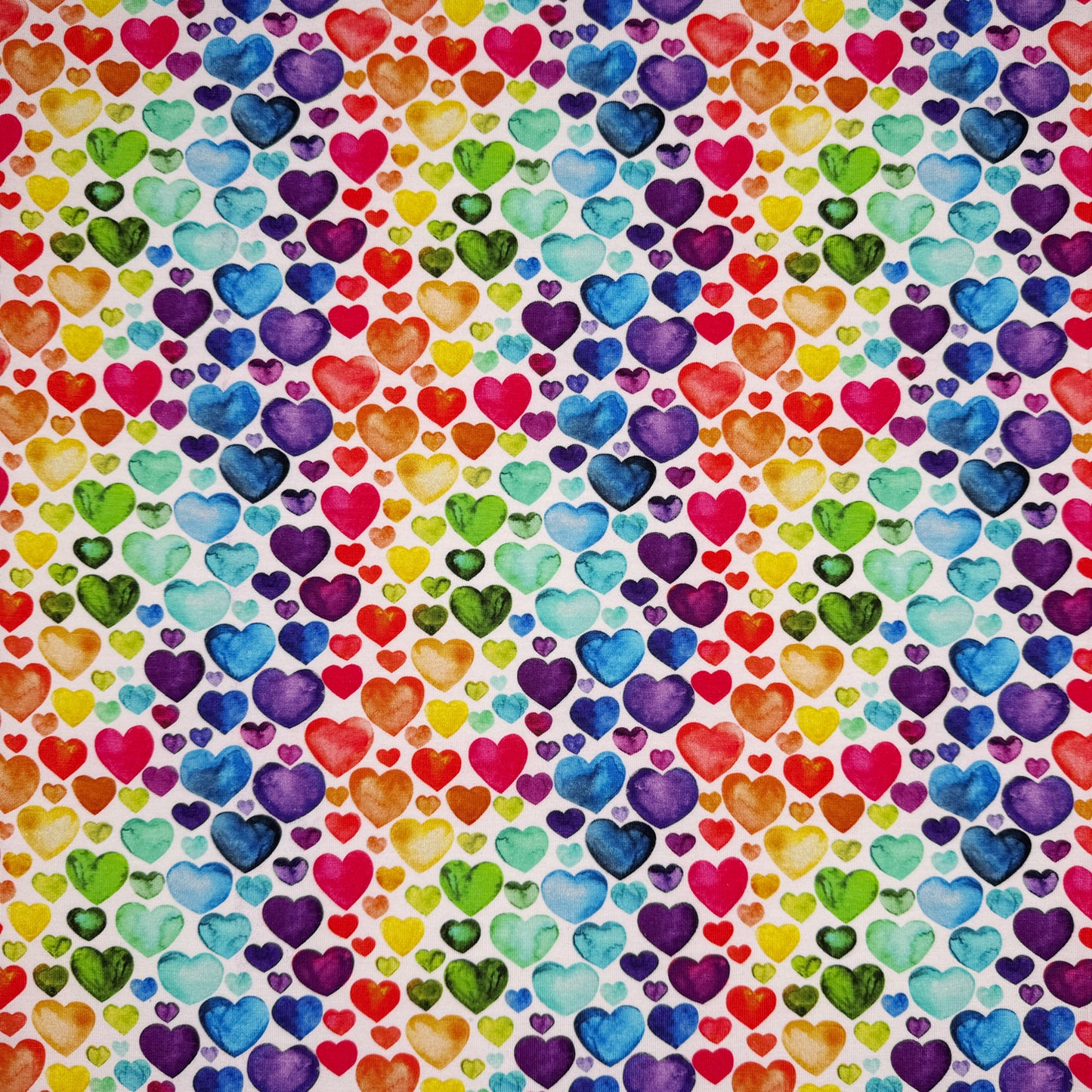 Rainbow Hearts Cotton Jersey