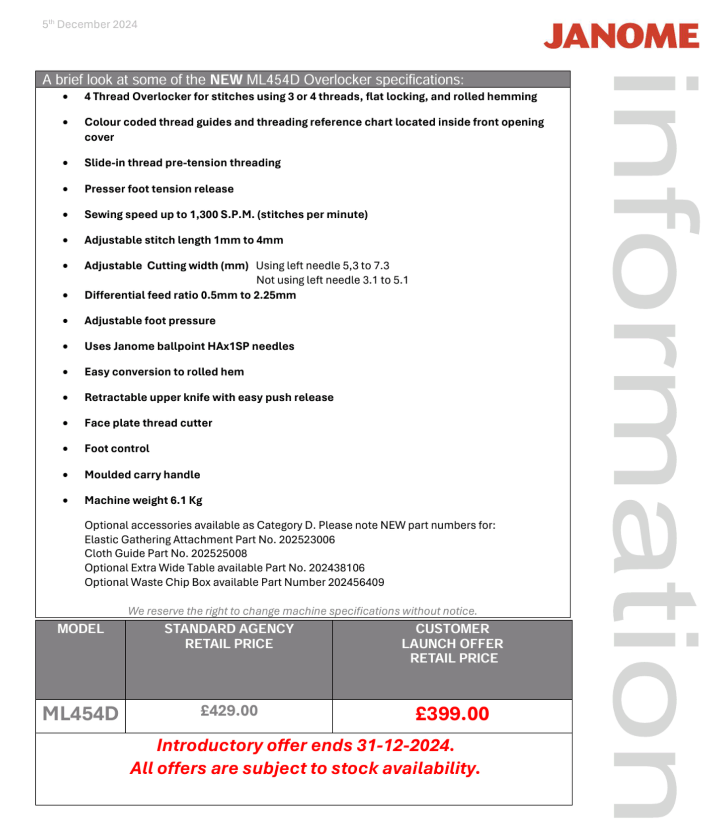 Janome MyLock 454D overlocker