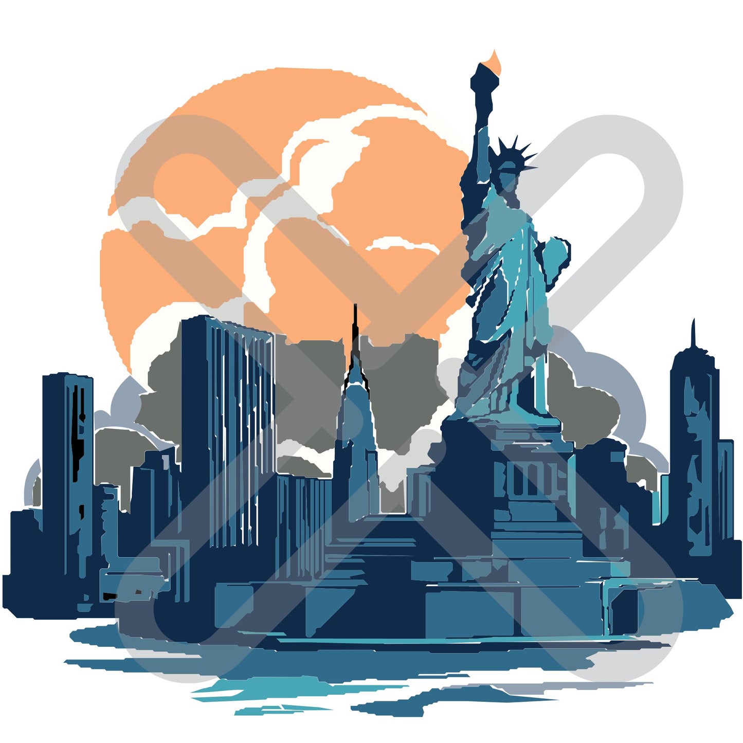 New York Sun Set Embroidery File