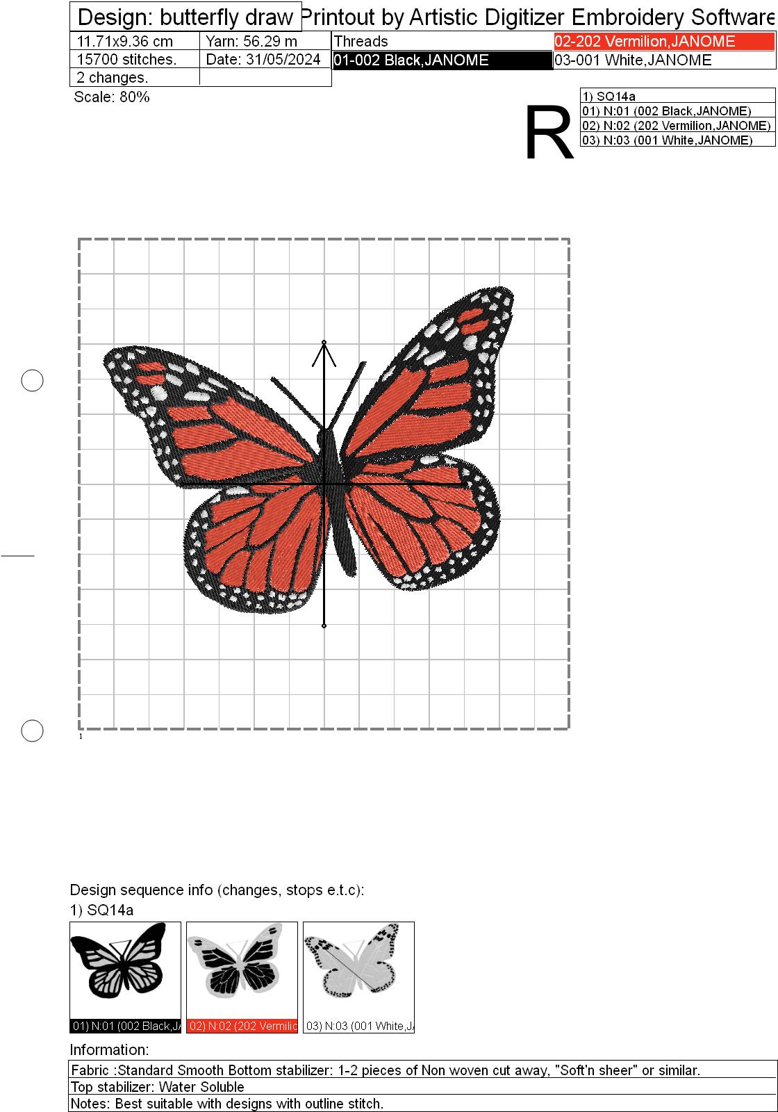 Butterfly Machine Embroidery