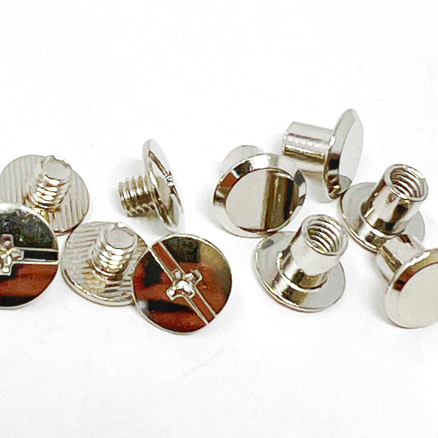 Chicago Screws - 10mm diameter x 6mm - silver - pack of 8