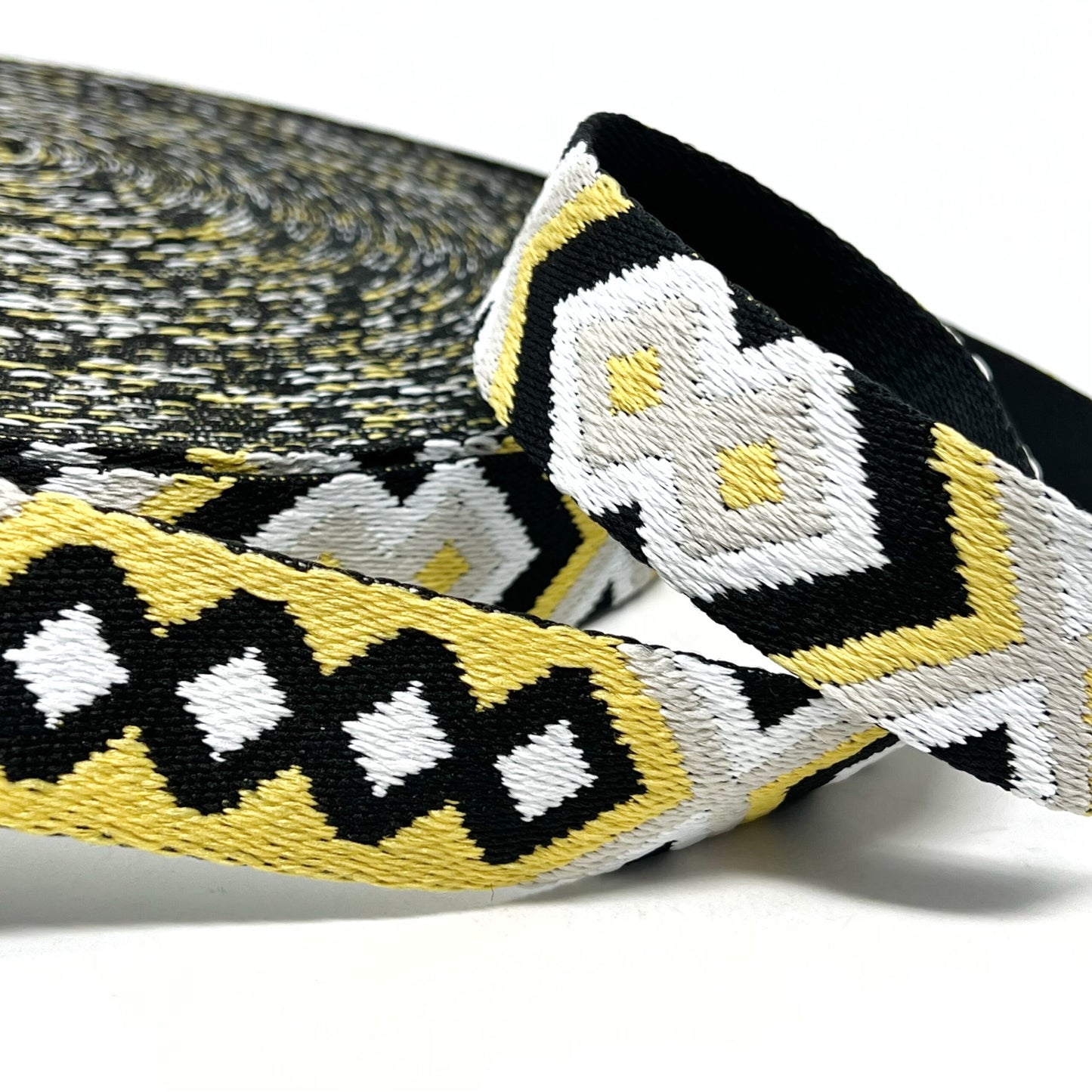 38mm tribal webbing, black/yellow/white/silver