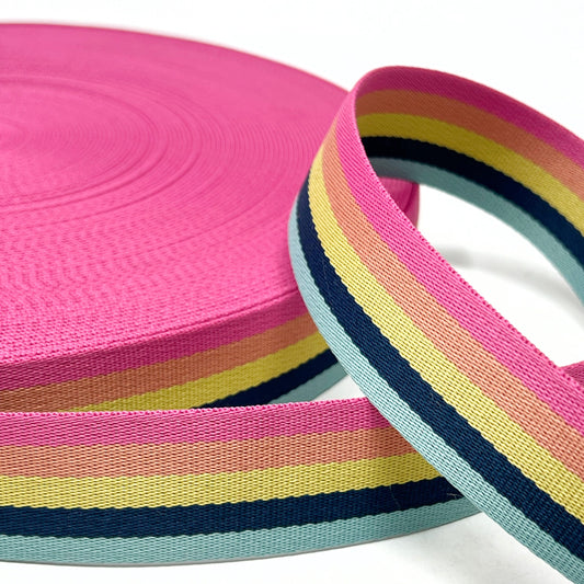 Muted rainbow webbing 40mm wide