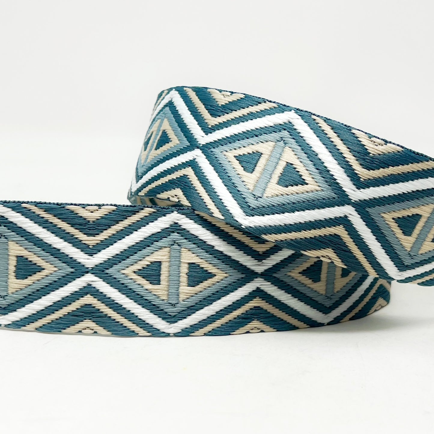 geometric webbing, teal/stone 38mm
