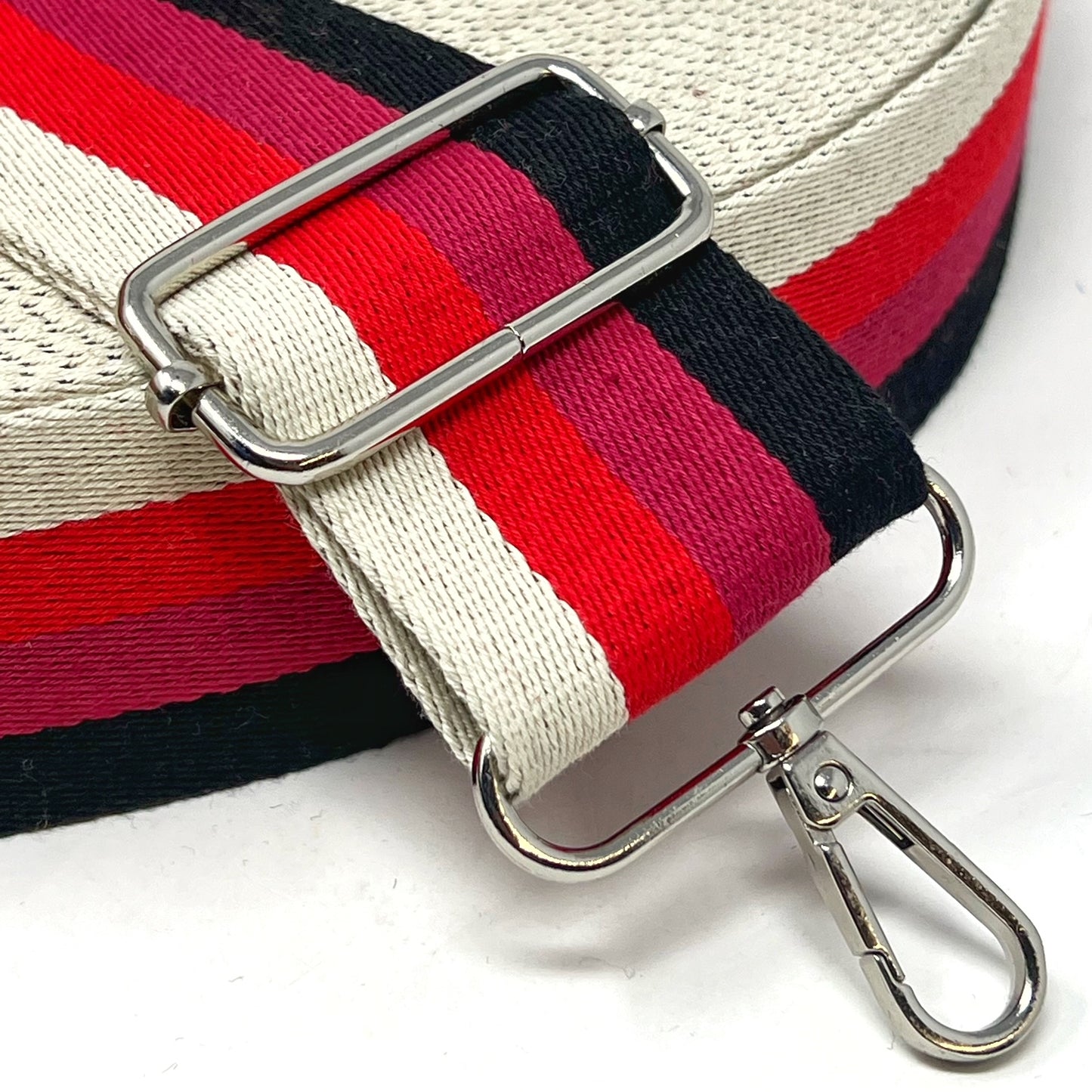 stripe webbing, stripe webbing, black/reds/natural, 50mm