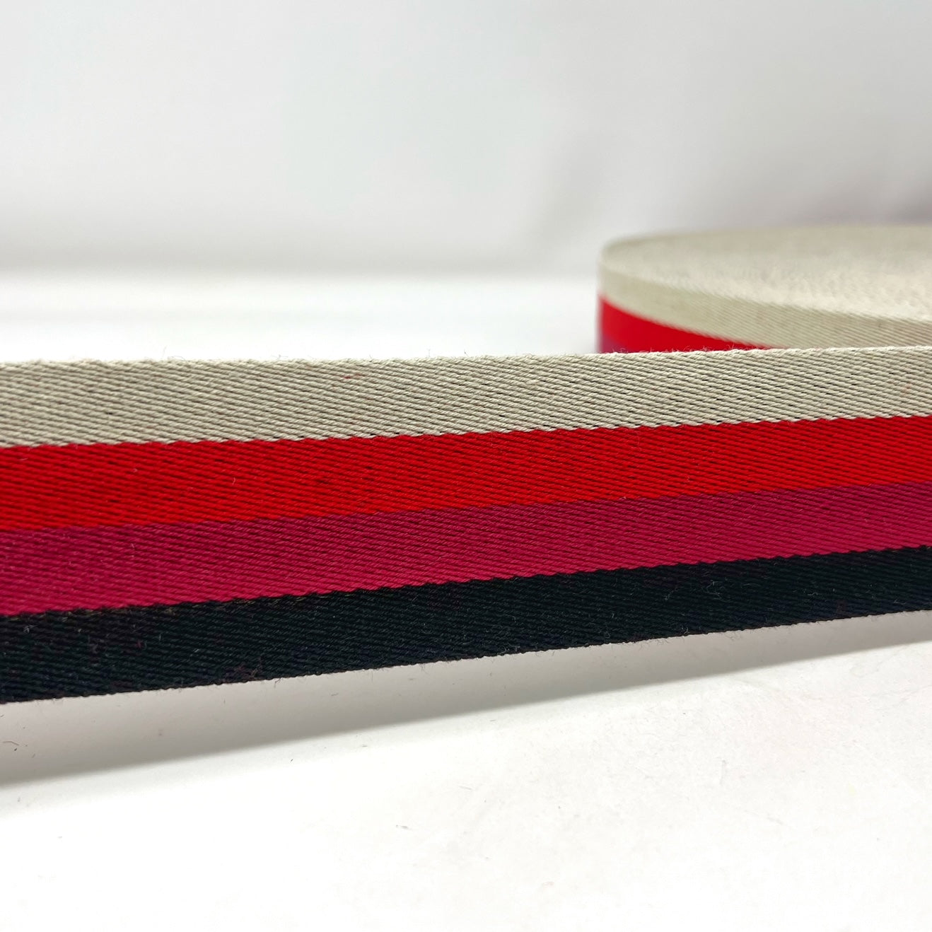 stripe webbing, stripe webbing, black/reds/natural, 50mm