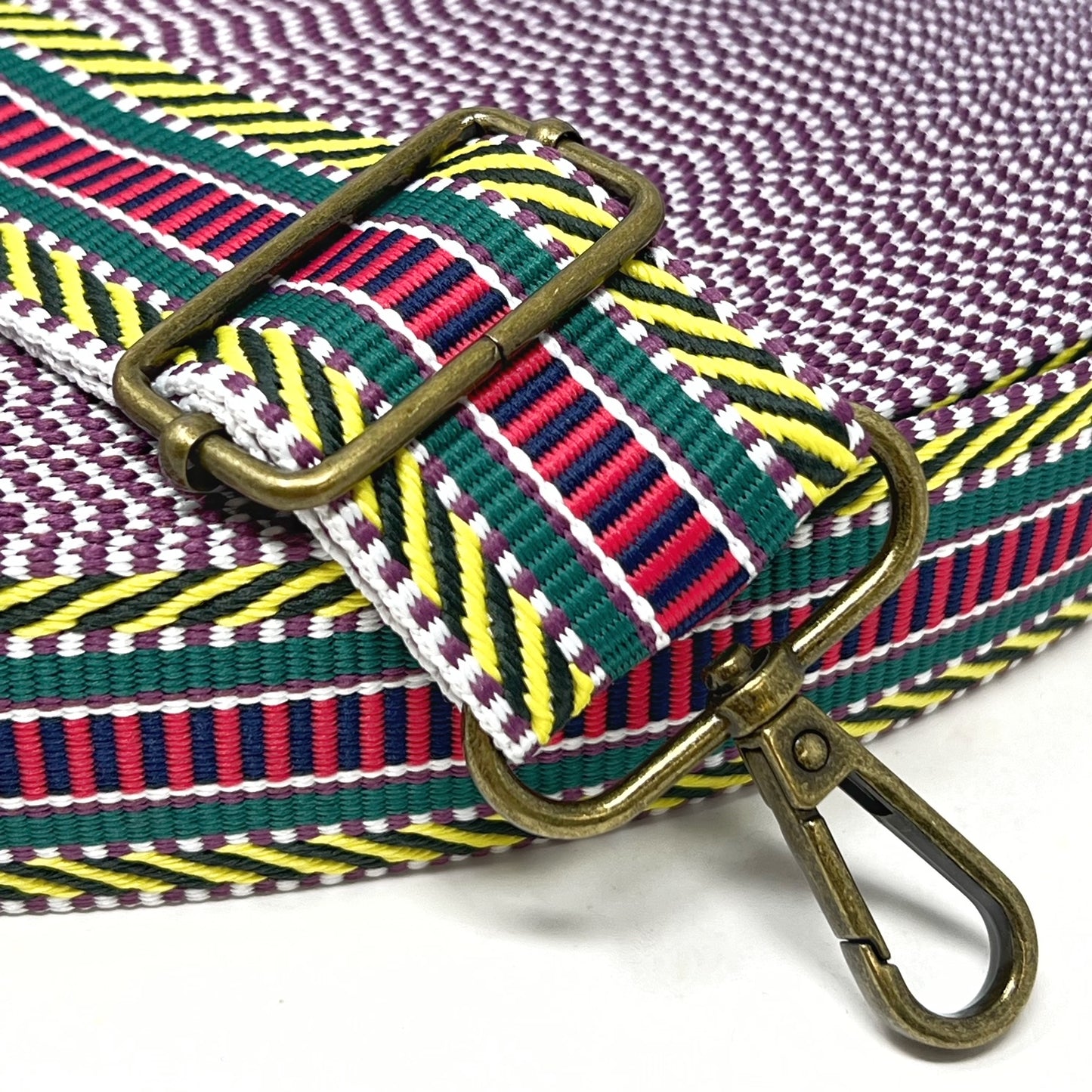 geometric webbing, green/red/yellow, 38mm