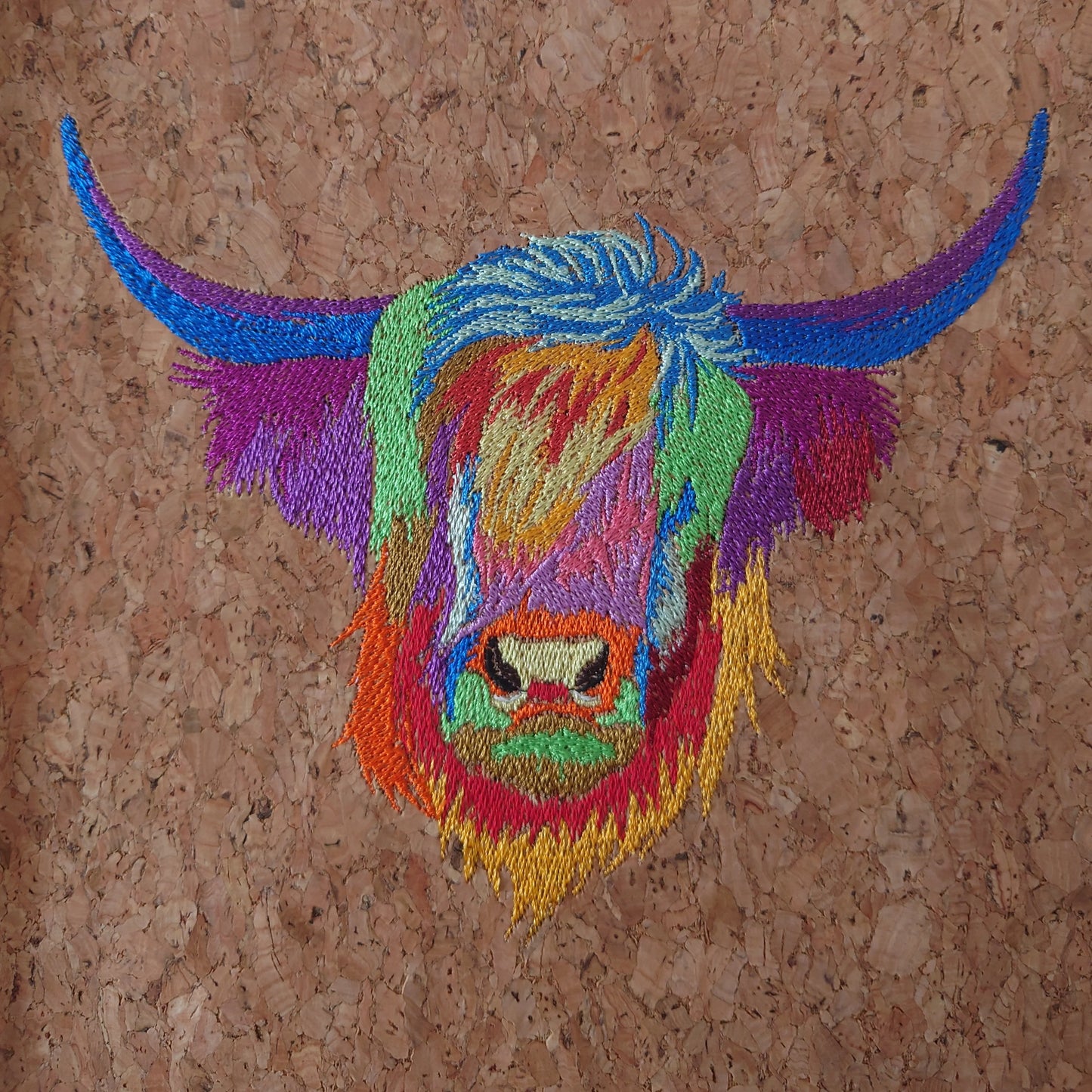 Arty Abstract Highland Cow Machine Embroidery