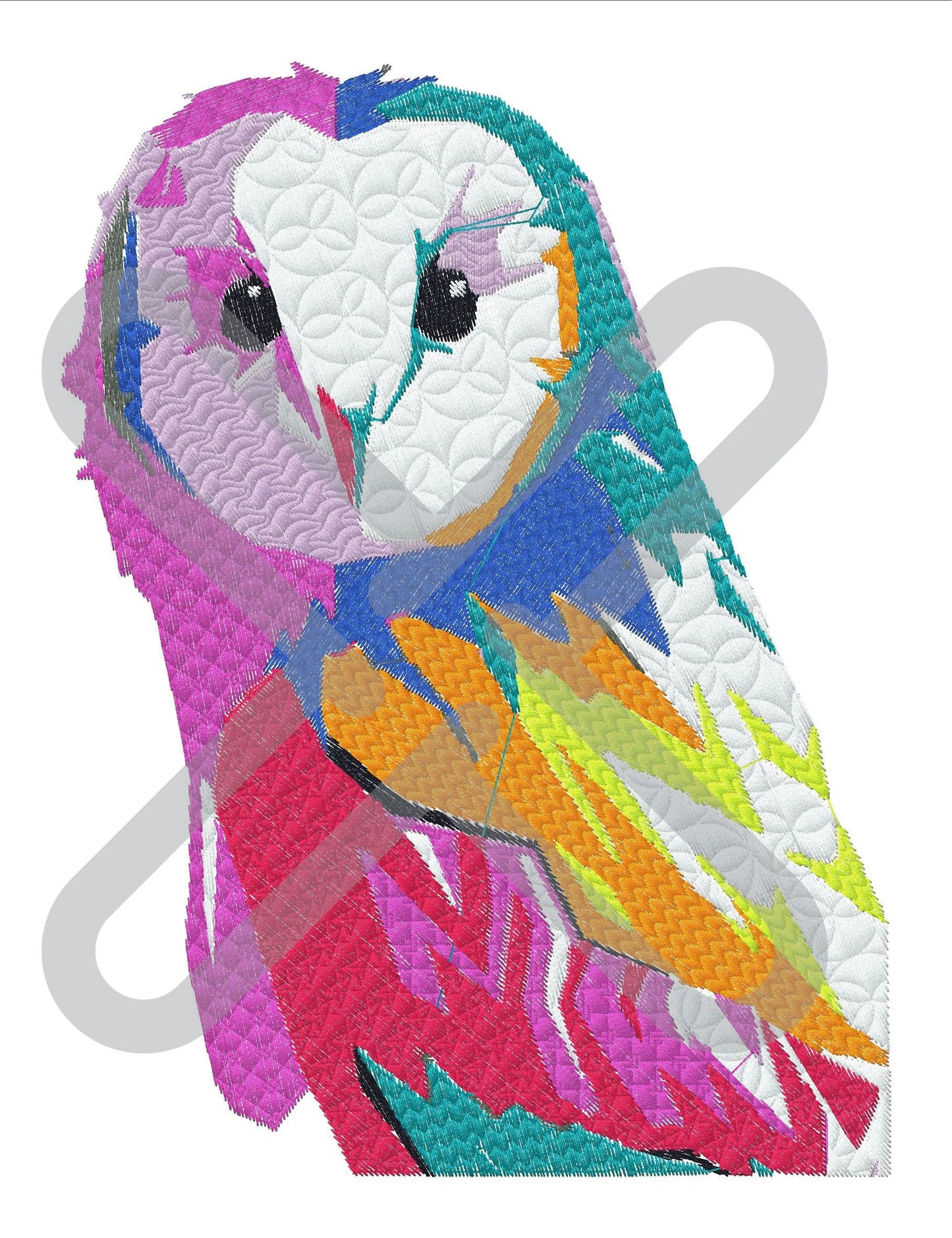 Abstract owl machine embroidery file