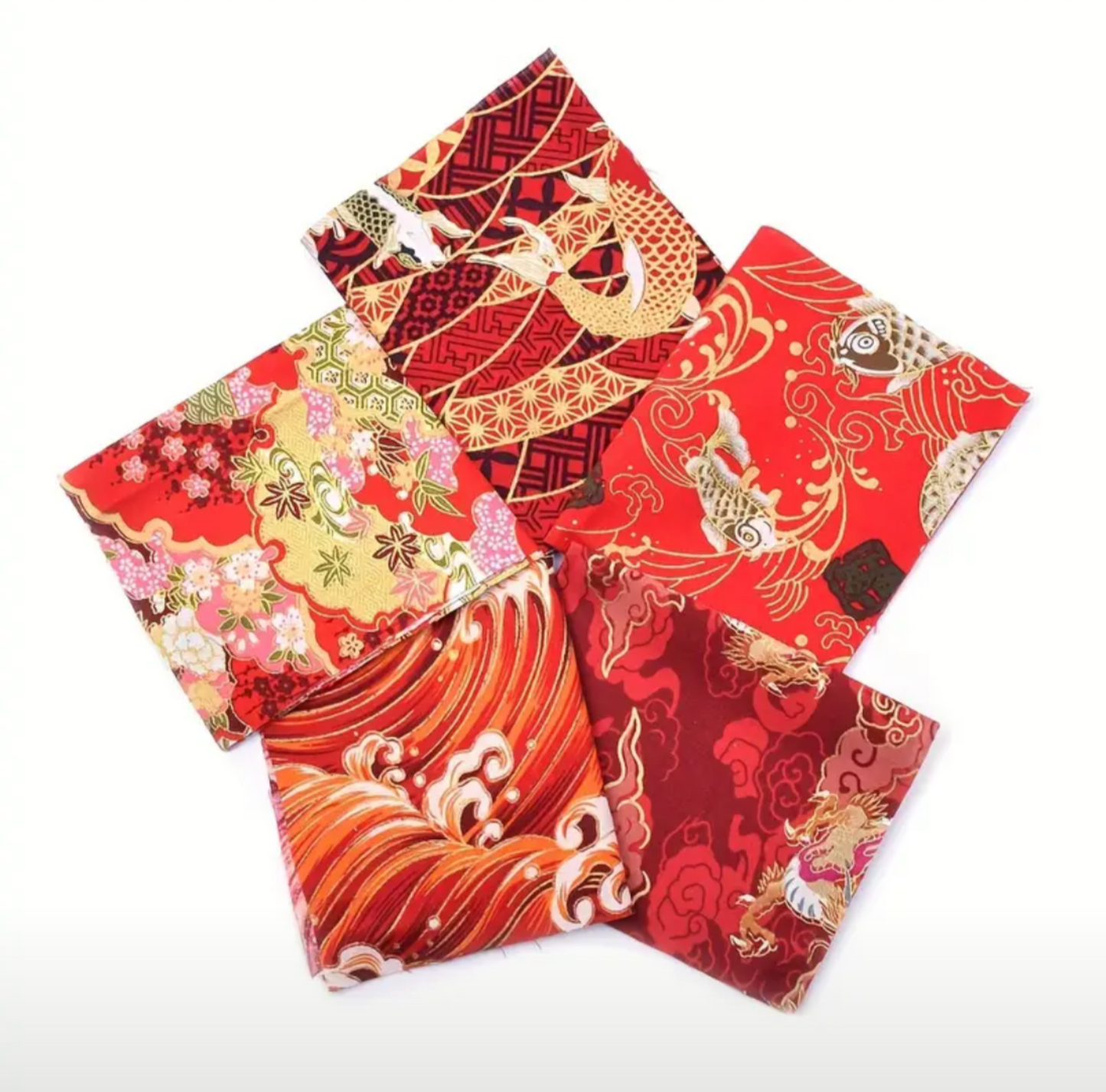 5pcs Red Japanese Set 20x25cm