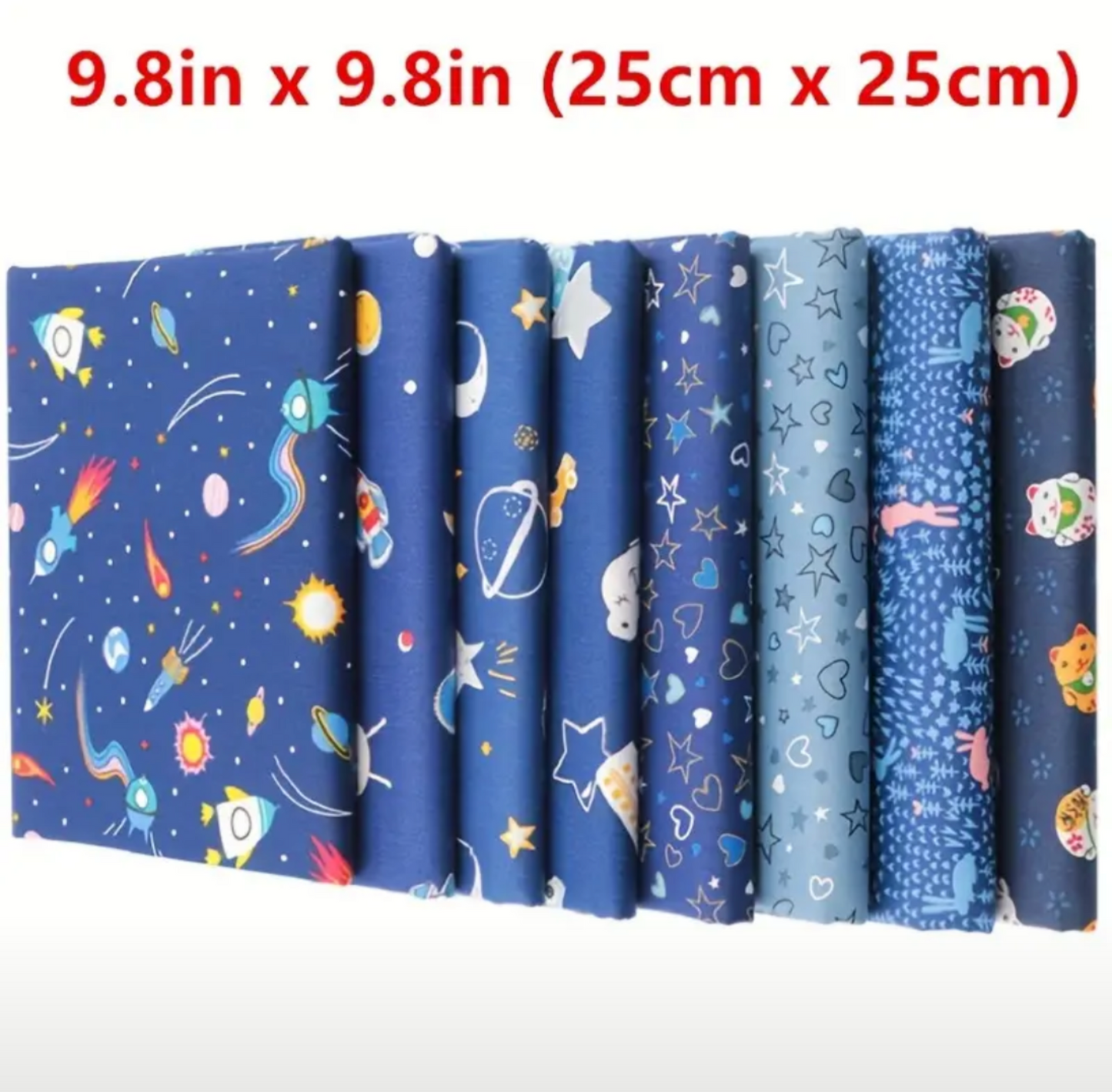 8 piece set, space, blue, 25cm x 25cm