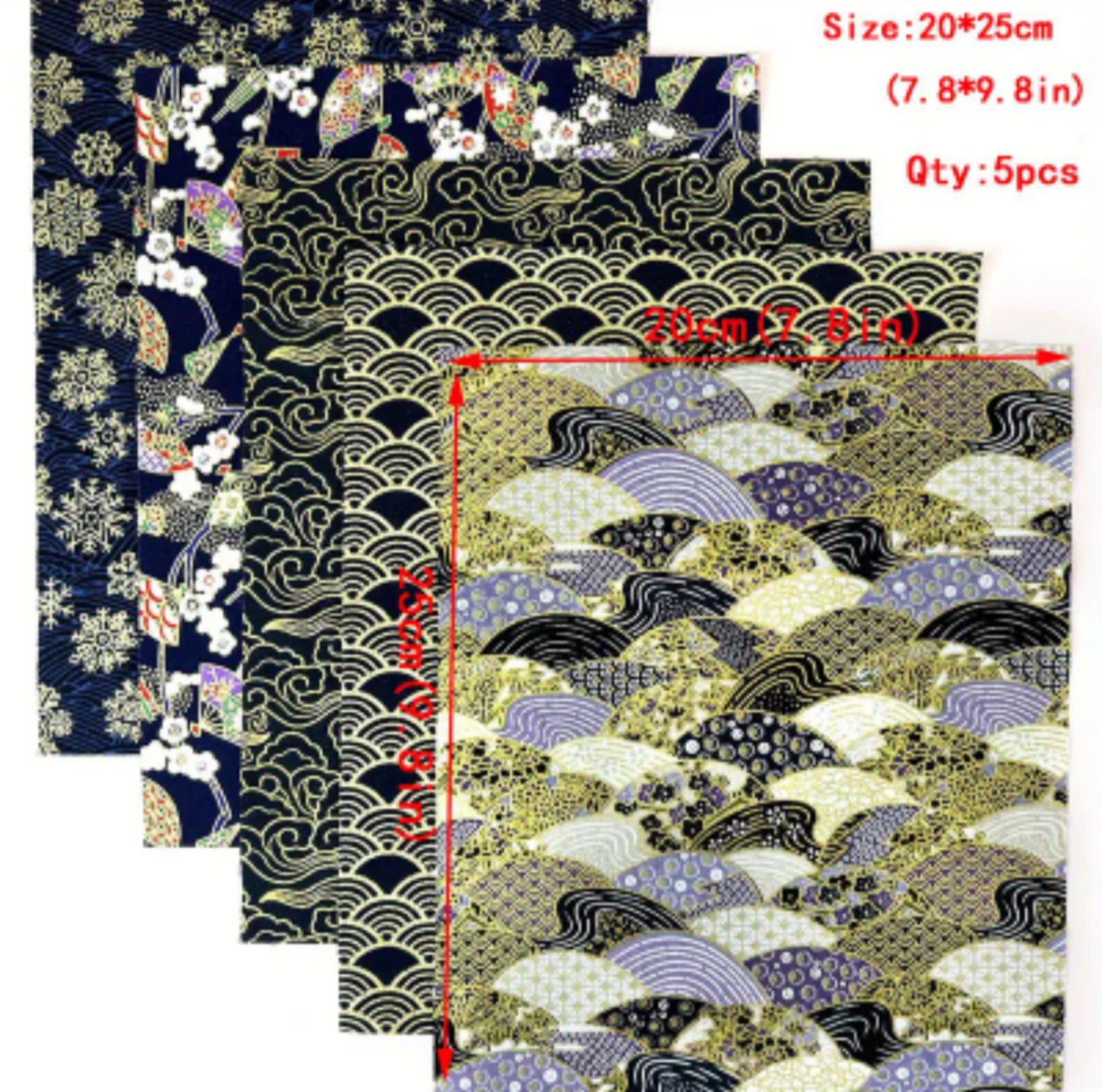Japanese quilting set. 5 - 20x25cm pieces