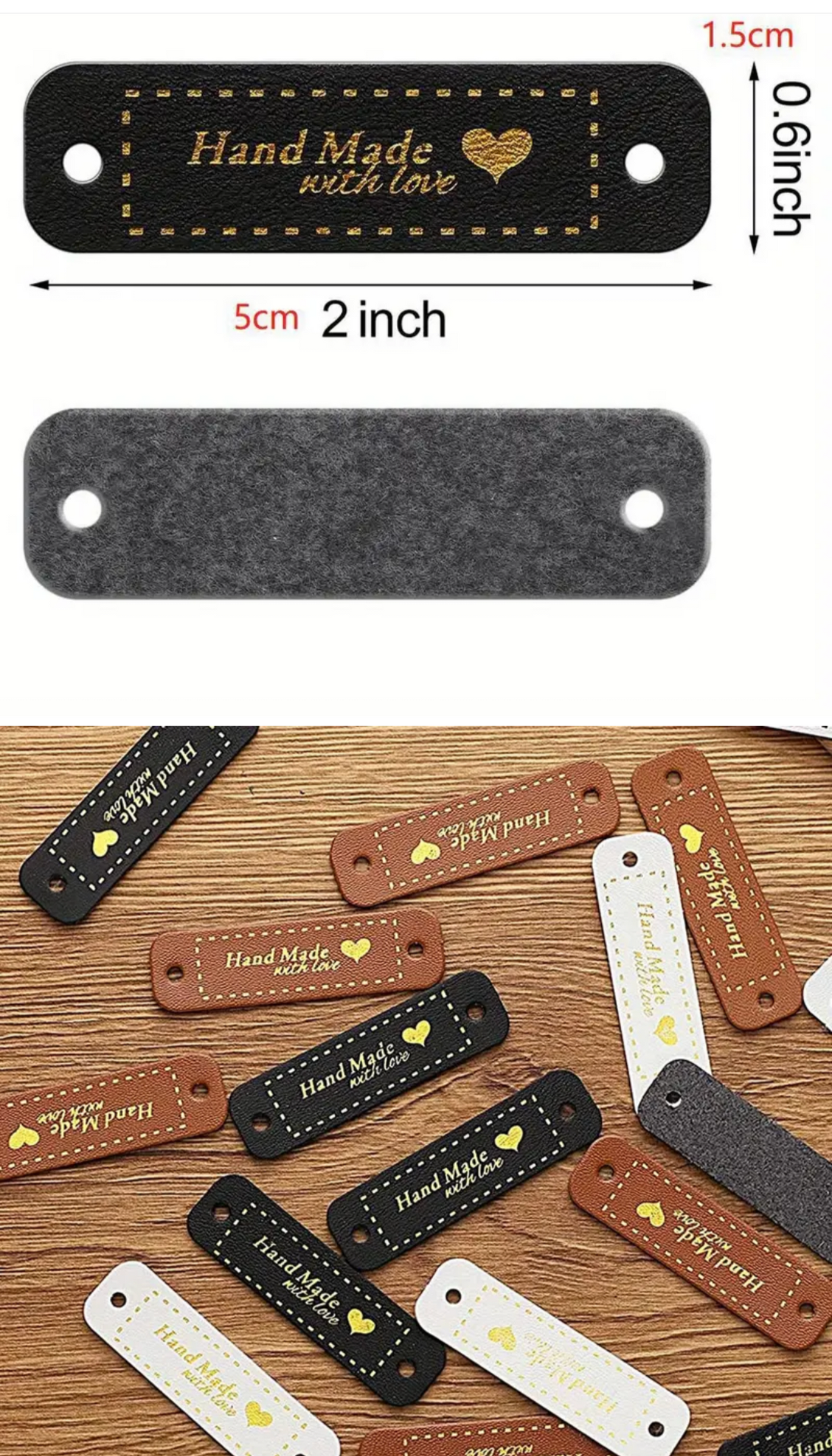 Brown Leather Tags - Handmade With Love