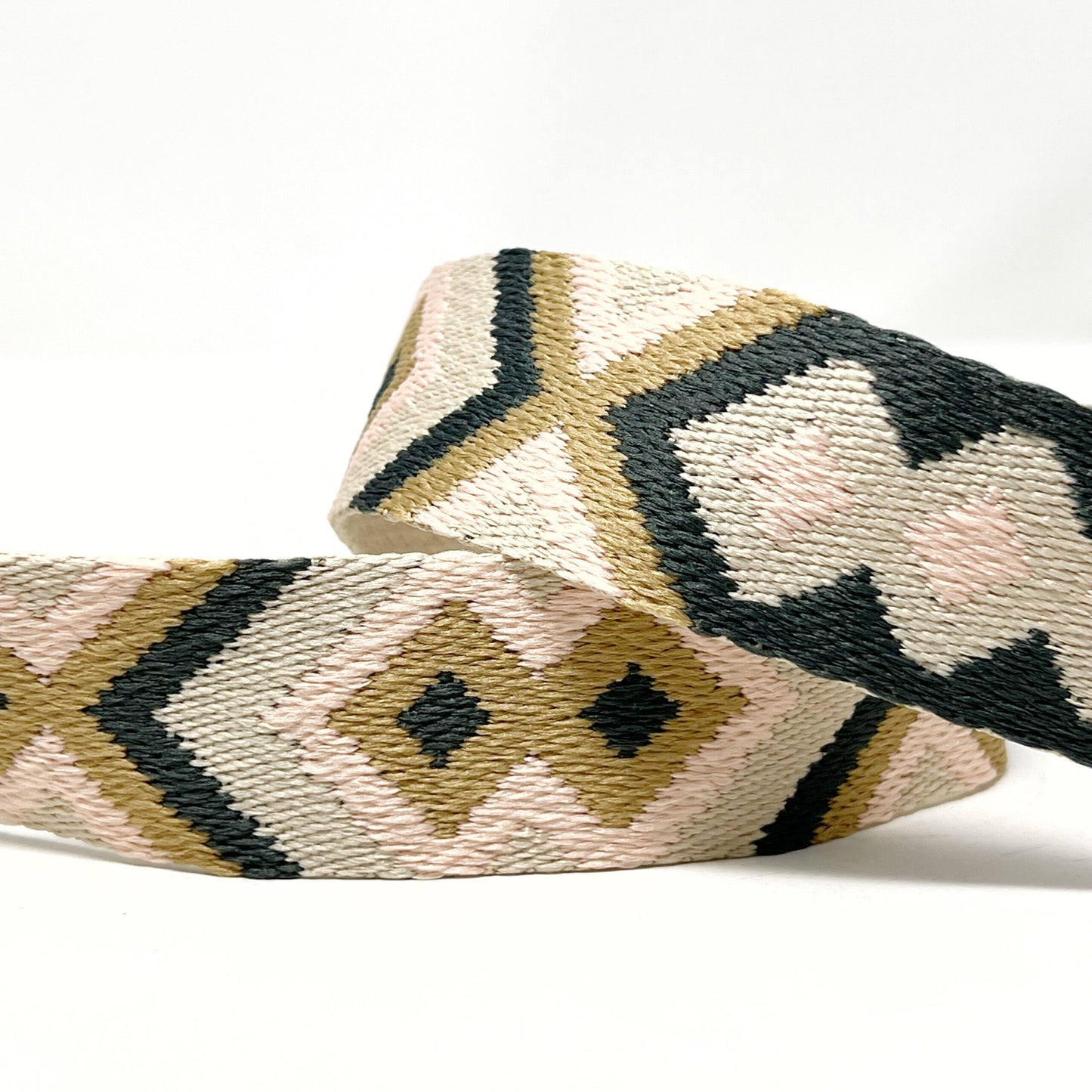 38mm tribal webbing, pink/grey/taupe/ecru