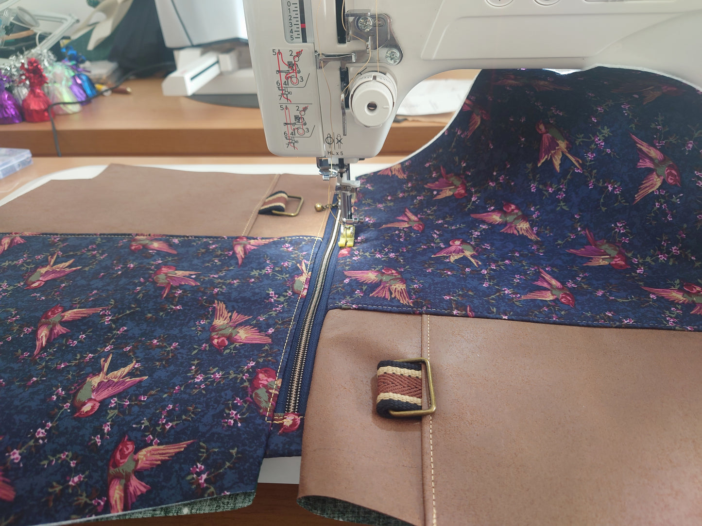 Faux leather & cotton Handbag