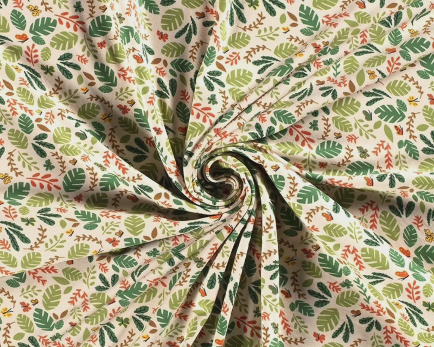 Jungle Leaves Cotton Jersey - cream