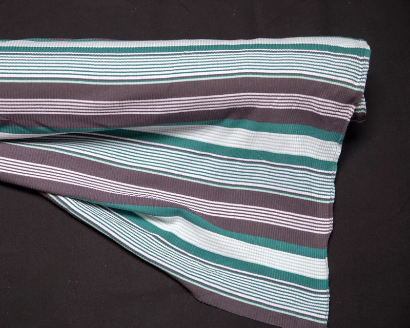 Green Stripe Rib Knit Jersey deadstock