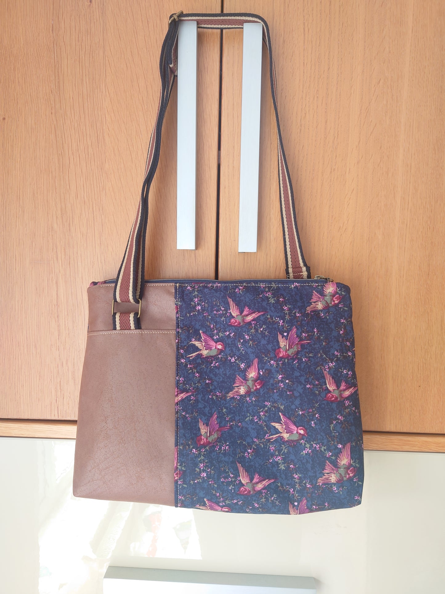 Faux leather & cotton Handbag