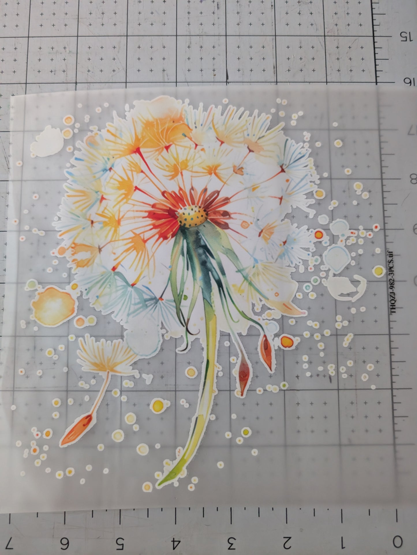 Iron on transfer - dandelion 7" x 7"