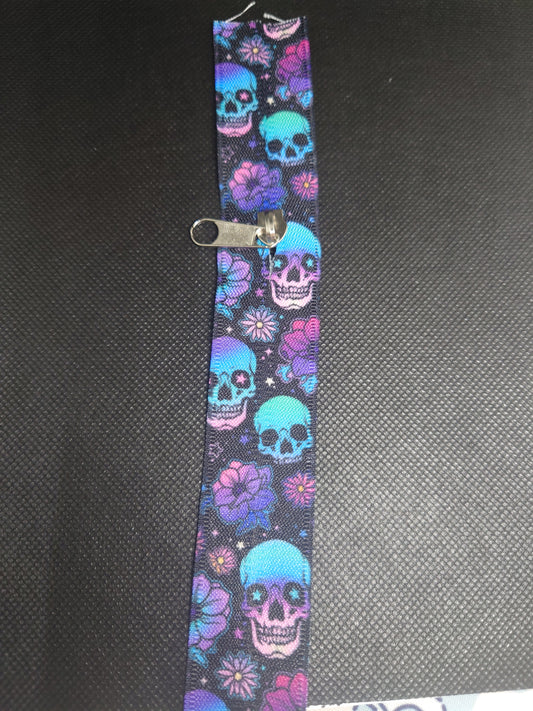 Purple/pink Skull & flower print Zipper Tape kit