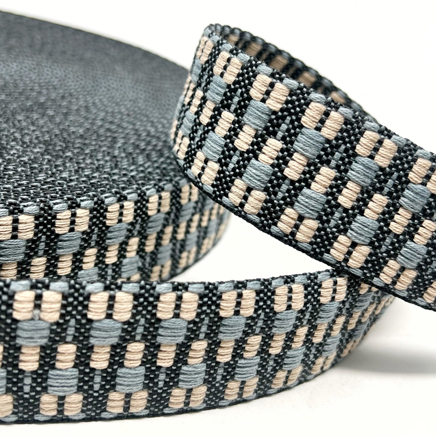 38mm webbing, black/silver/stone, webbing