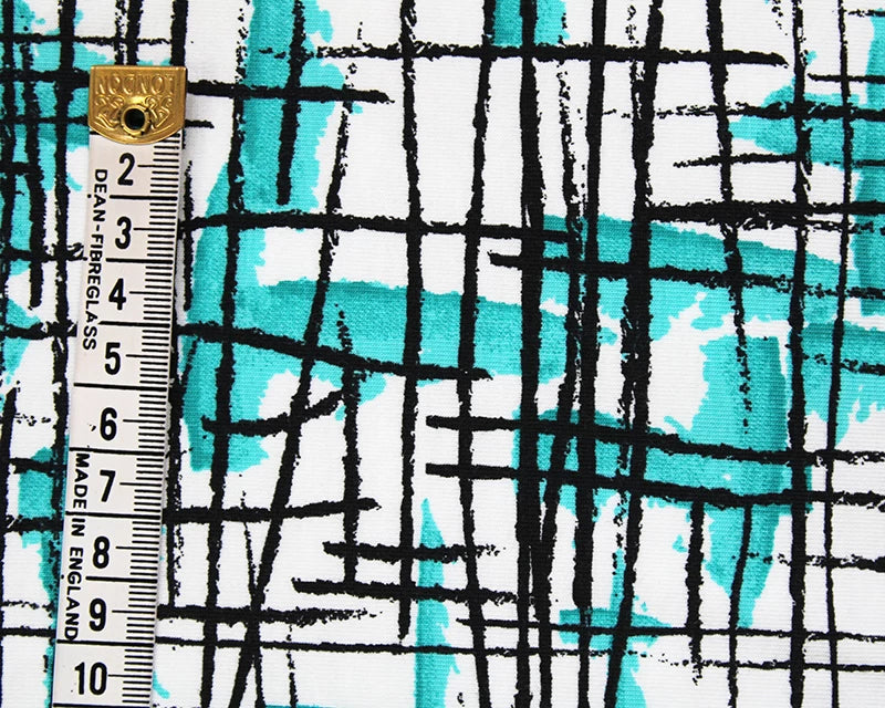 Lines & turquoise Cotton Jersey