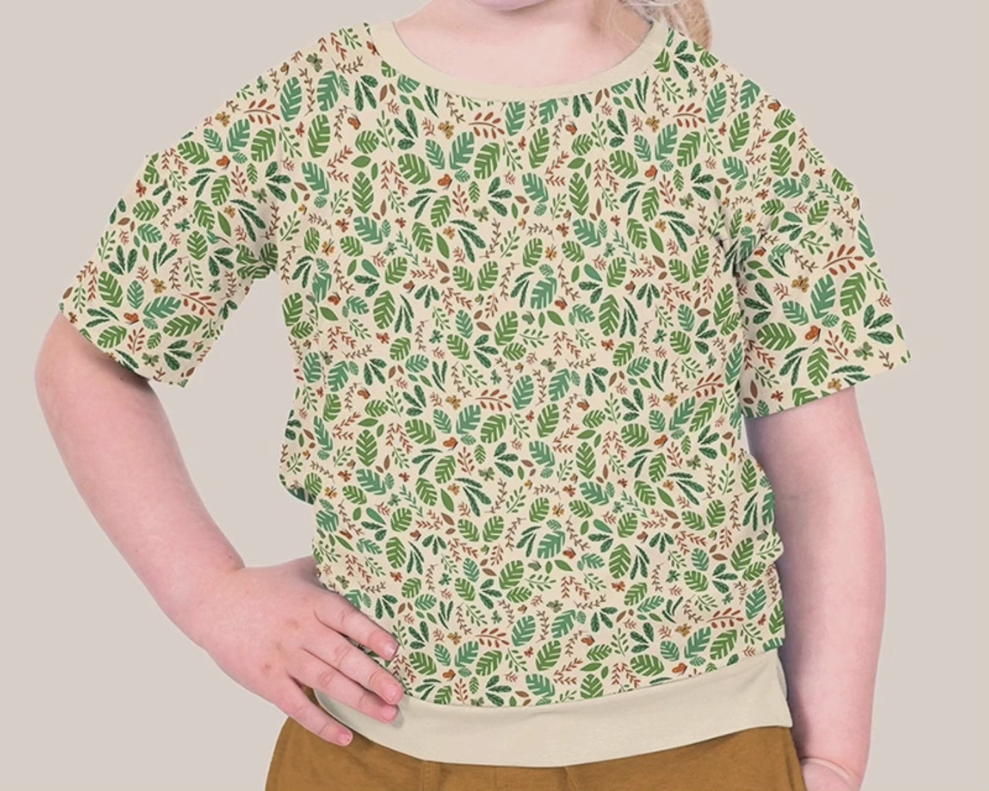 Jungle Leaves Cotton Jersey - cream