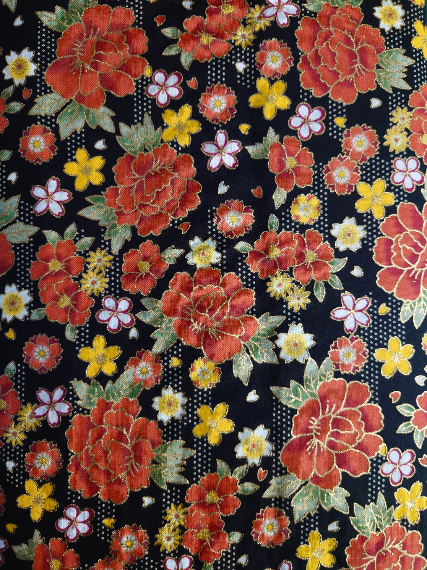Japanese Nutex Black Floral 100% cotton