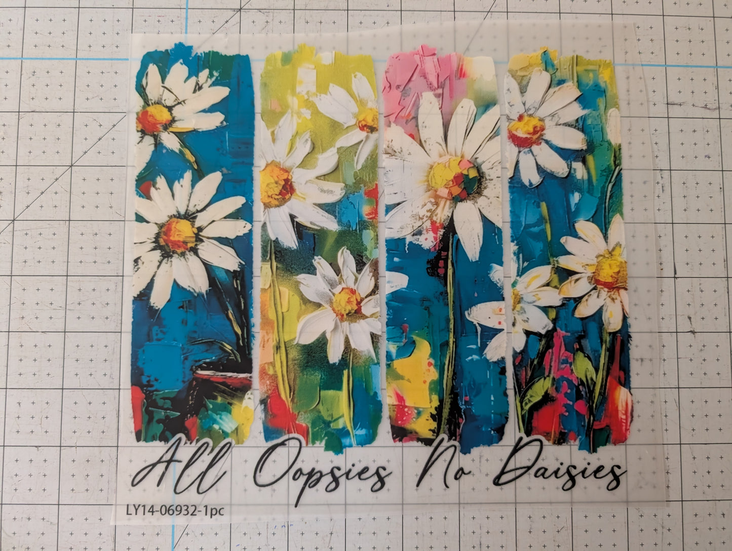Iron on transfer - daisy floral strips 9" x 9"