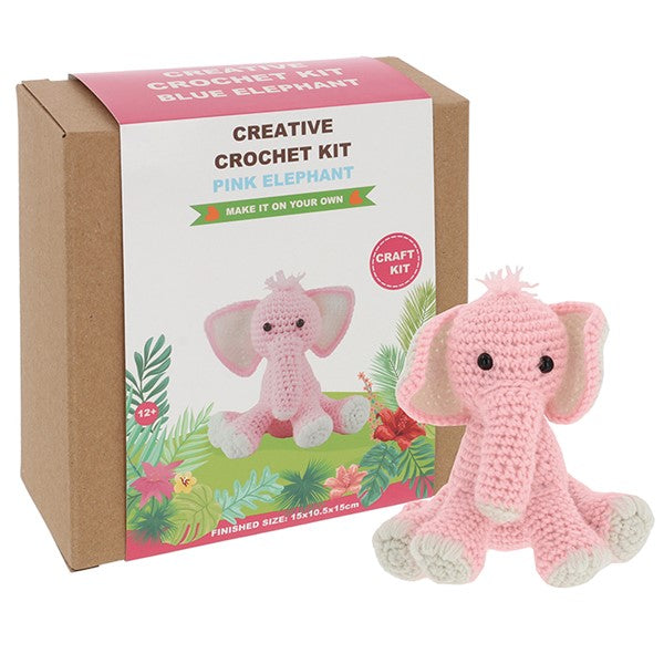 Pink elephant crochet kit