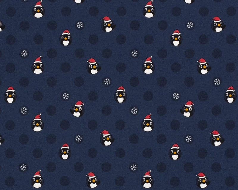 Cute Penguins Xmas Cotton Jersey