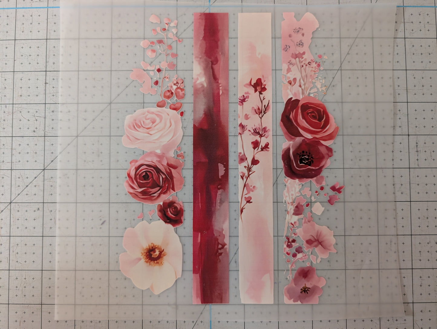 Iron on transfer - rose floral strips 9" x 9"