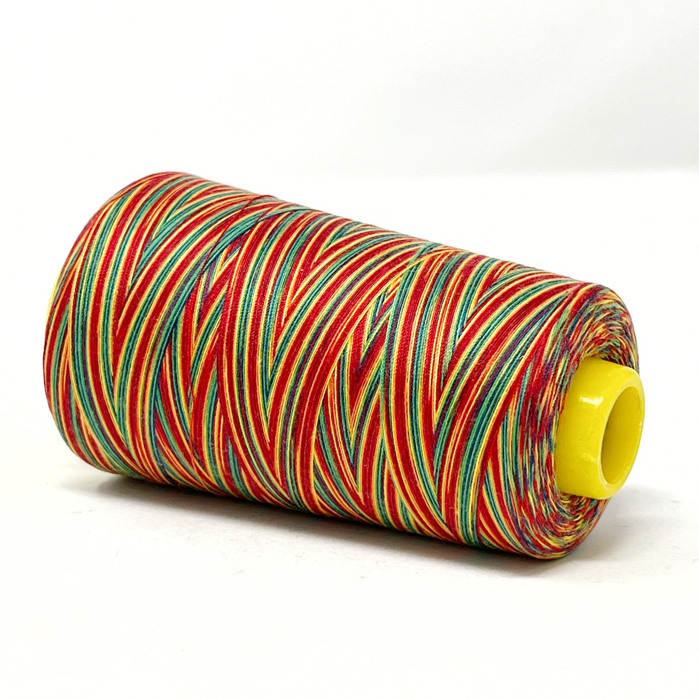 Red/Gold/Green variegated rainbow overlocker cones
