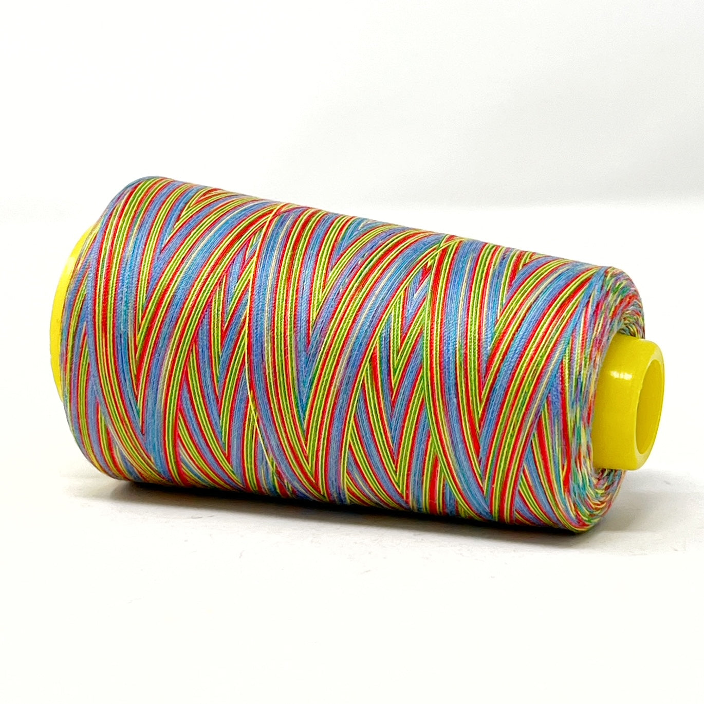 Blue/Gold/Green/Red rainbow variegated overlocker cones