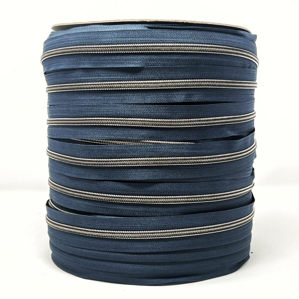Navy Zip Tape with Gunmetal Teeth #5