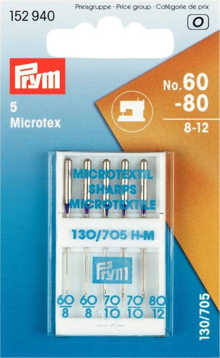 Sewing Machine Needles Sys. 130/705 Microtex 60-80
