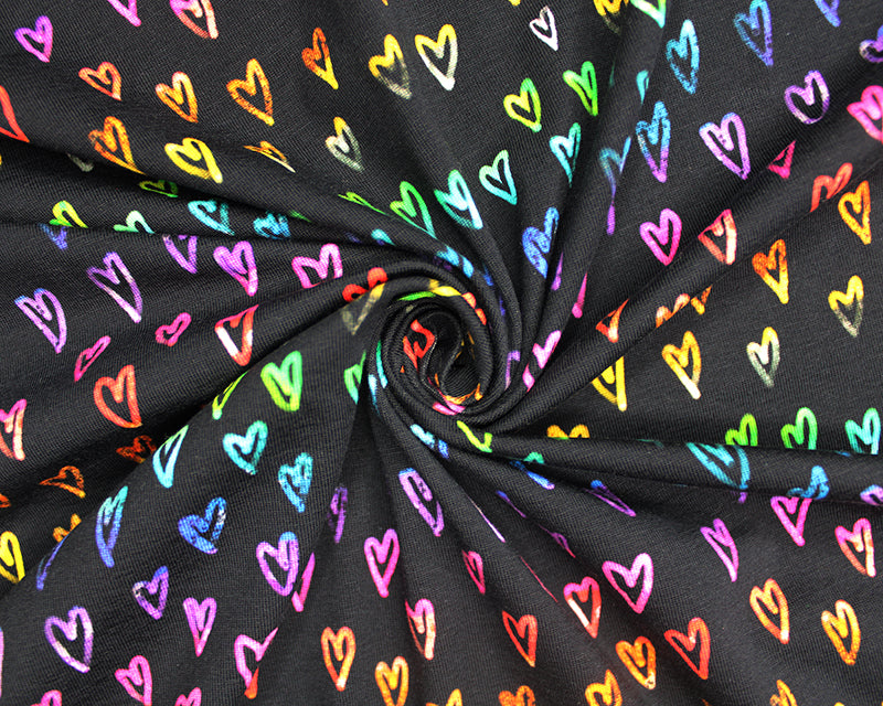 Glow Stick Hearts Cotton Jersey