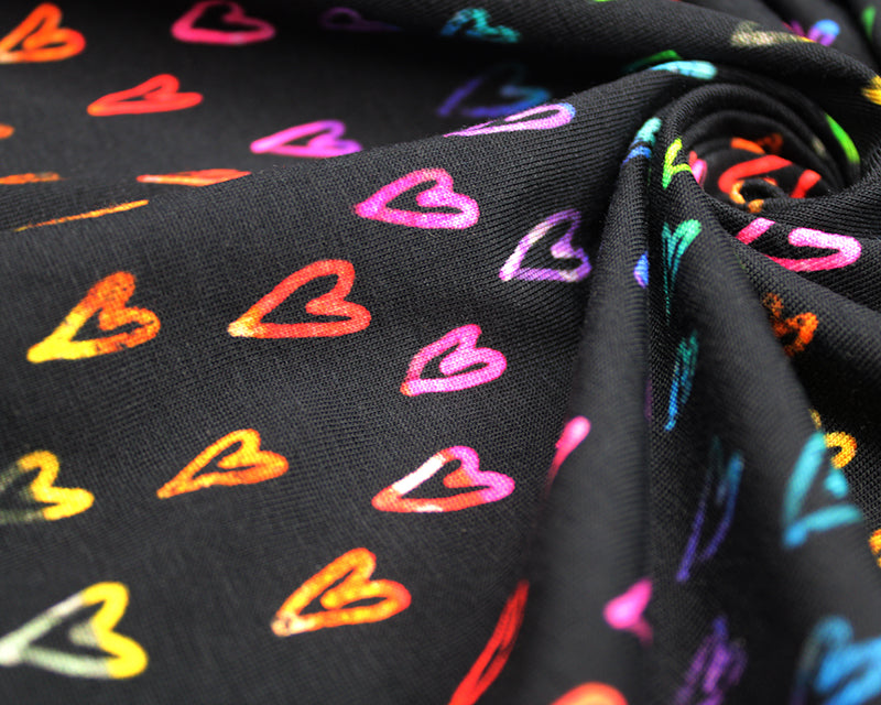 Glow Stick Hearts Cotton Jersey