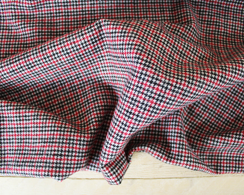 Black White & Red Dogtooth Wool Mix