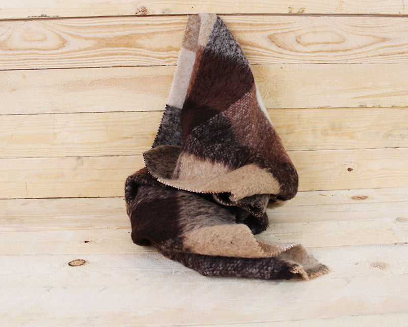 Brown Large Check Wool Mix