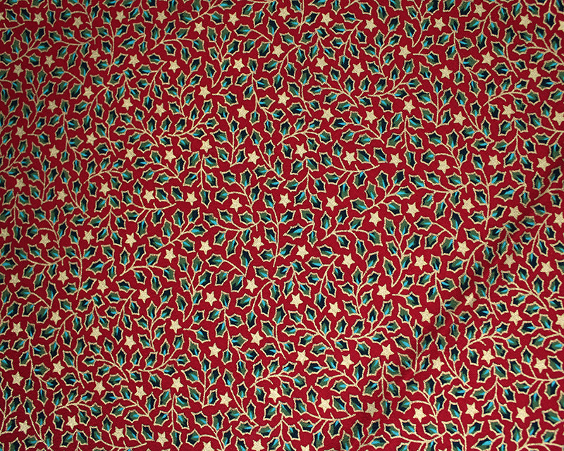 Christmas Holly Metallic Star Cotton