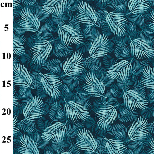 Teal Leaves Cotton Poplin