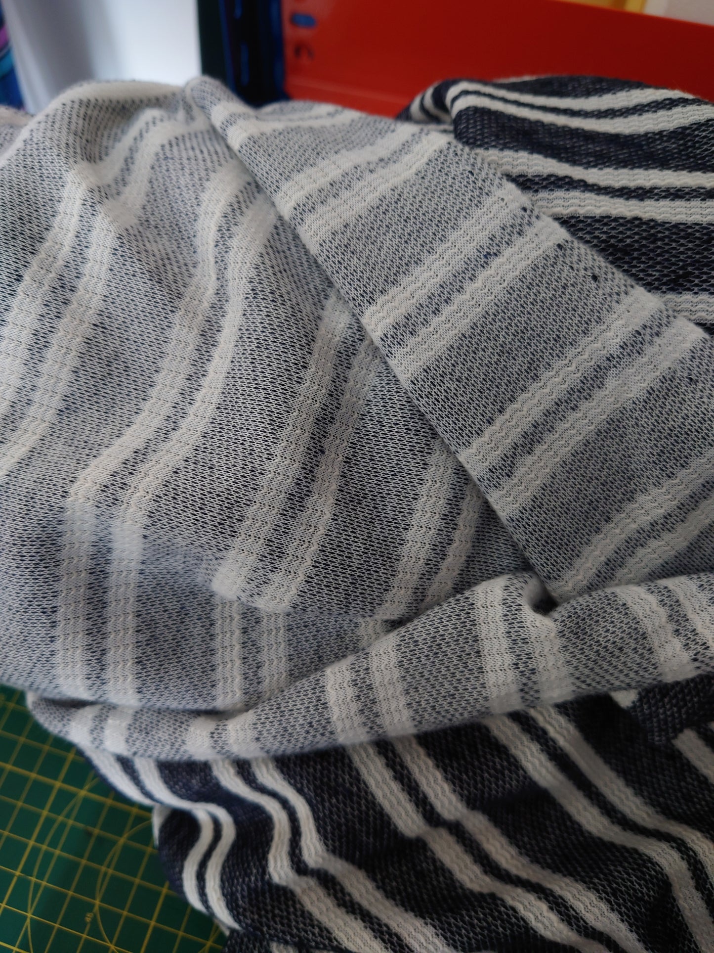 Navy stripe knit jersey